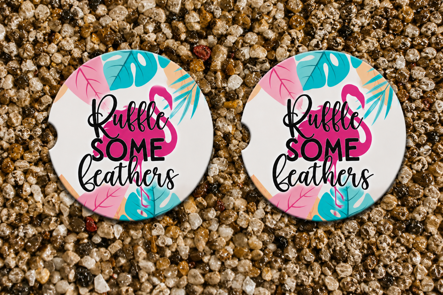 Vibrant Neoprene Car Coasters - Ruffle Some Feathers