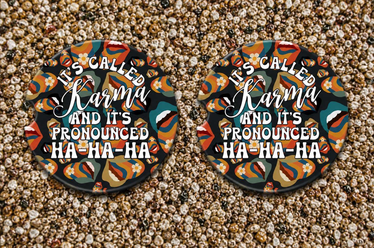 Karma Laughs Car Coasters