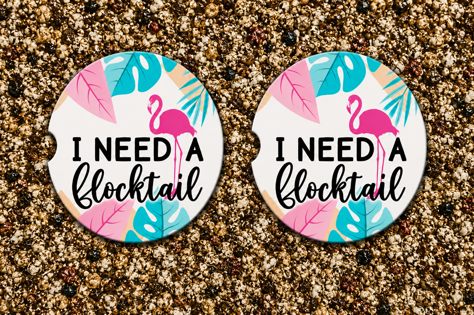Tropical Flocktail Car Coasters