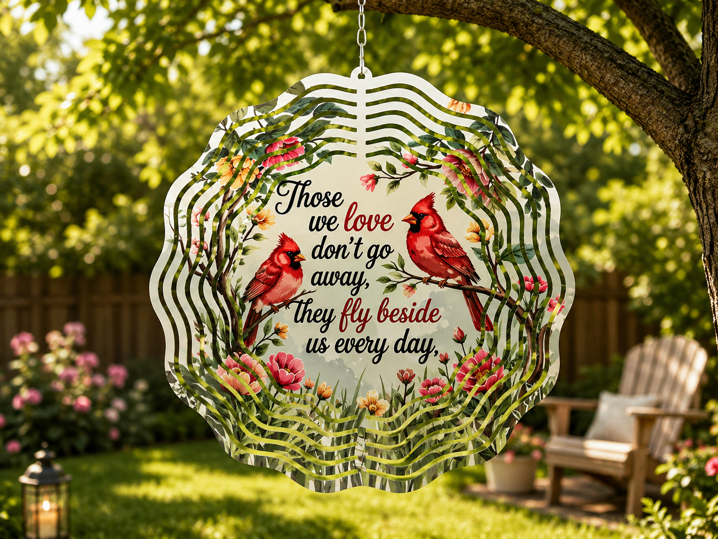Cardinal Wind Spinner with Inspirational Message