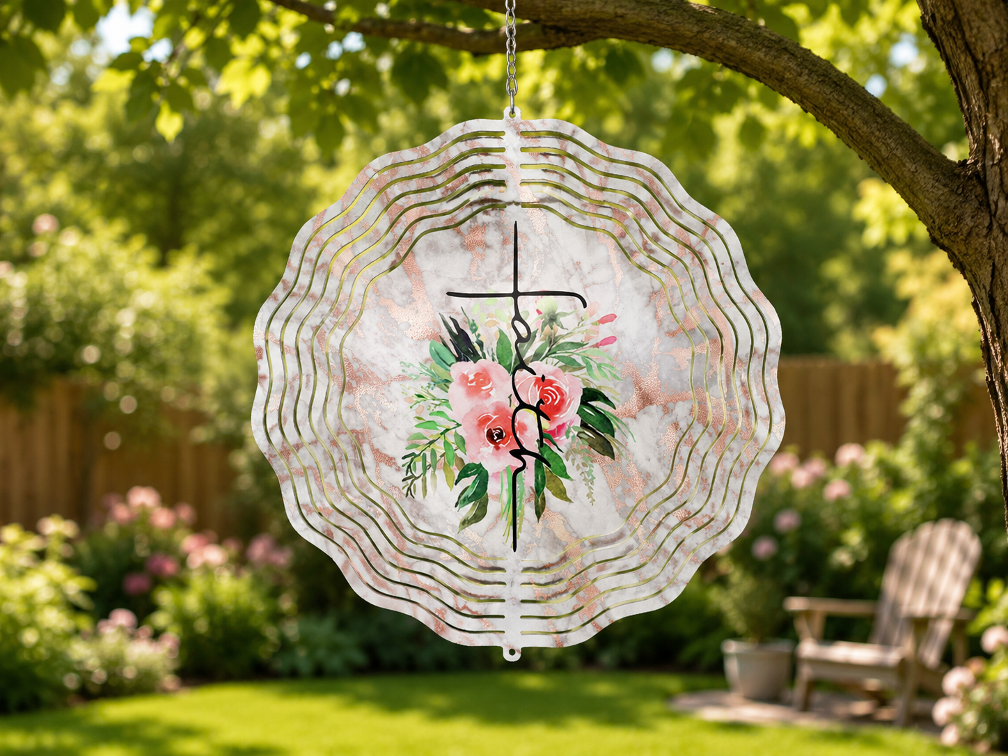 Floral Harmony Cross Wind Spinner