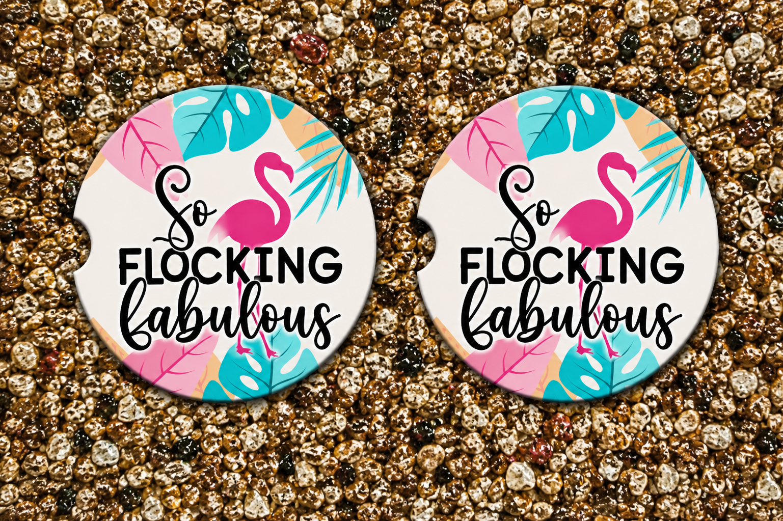 Fabulous Flamingo Neoprene Car Coasters