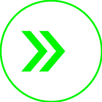 Three arrows pointing to the right, in green, white, and gray, inside a green circular border.