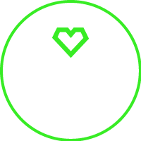 A digital icon depicting three people with a heart above them, enclosed in a green circle.