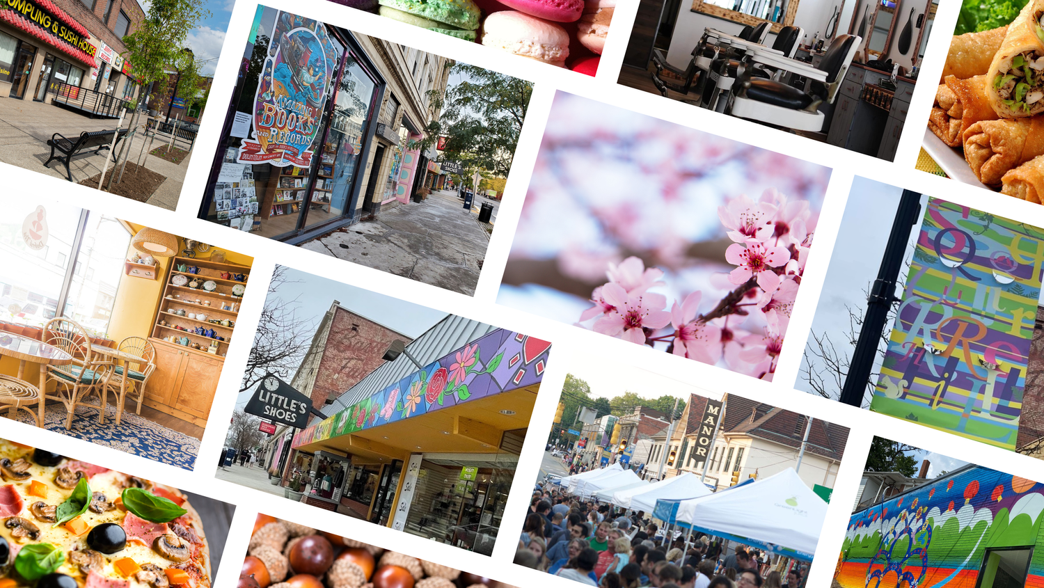 Storefronts, cherry blossoms and the Night Market in Squirrel Hill