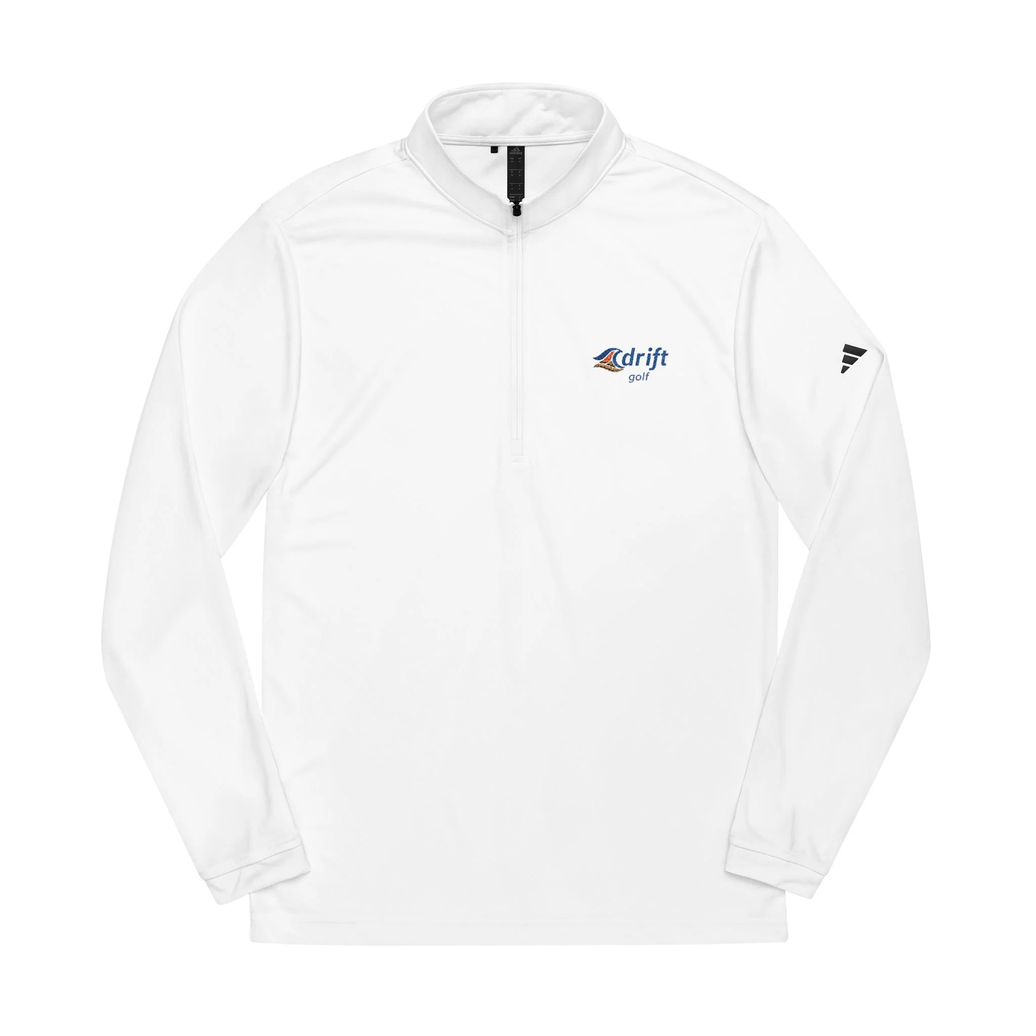 Embroidered Quarter-Zip Pullover — White Performance Adidas Style
