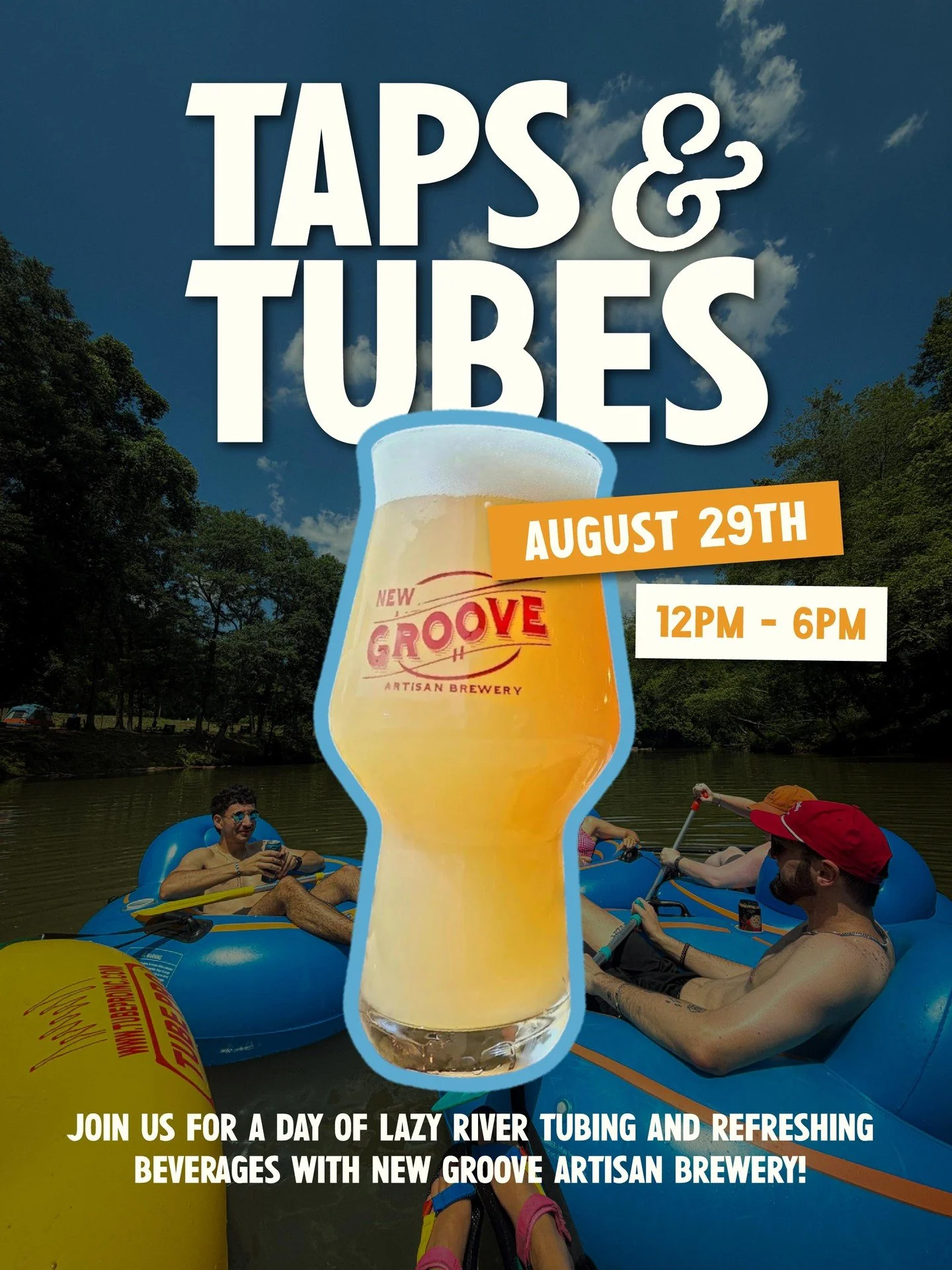 Come float and drink with us! 🍺🌊

Grab your tickets now, because we are teaming up with our friends at New Groove Artisan Brewery for a full day out on the Pacolet River and we could not be more excited about it!

Here is how the day looks:

🍺 12P
