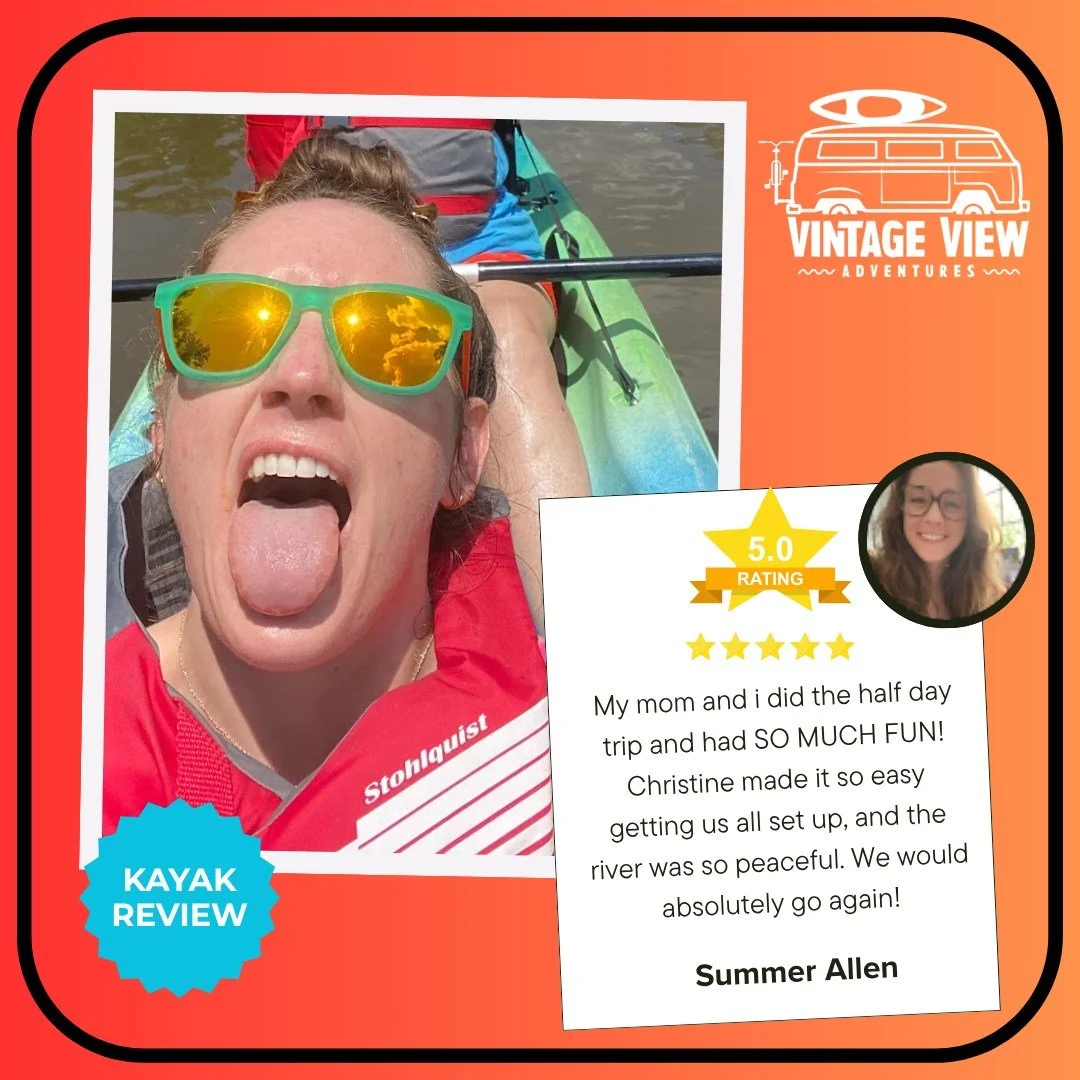 Huge thanks to our amazing guests for the love! Hearing about your river adventures never gets old. 💛

Ready to grab a paddle and hit the water yourself? Book your hourly, 4-mile, or 8-mile kayak trip today at the link in our bio!
#VintageViewAdvent