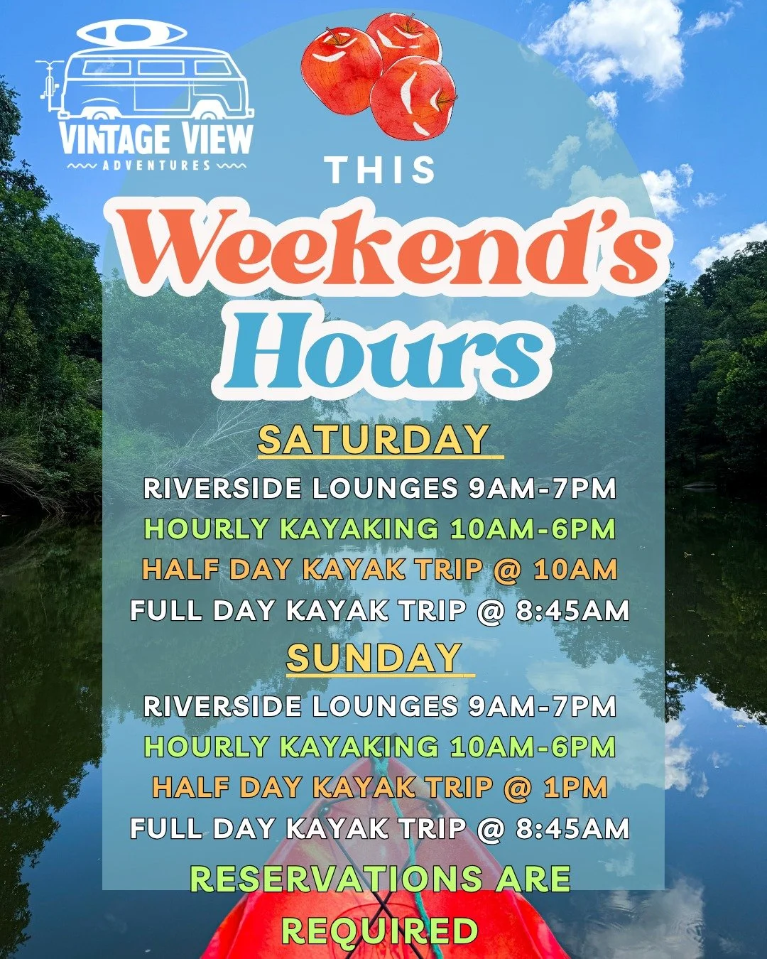 Weekend forecast: crisp fall air, changing leaves, and zero humidity on the Pacolet River! 🍂🚣&zwj;♂️

Ready for your weekend river fix:
🛶 Kayaking: Hourly rentals, 4-Mile, and 8-Mile trips
☕ Riverside Lounges: Relax with a warm drink and take in t