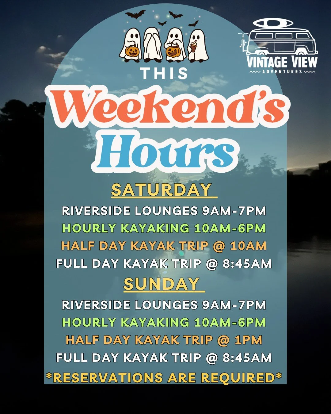 No tricks, just treats (and absolutely zero jump scares)! 🎃👻
If you&rsquo;re looking to trade crowded haunted houses and sugar crashes for crisp autumn air, vibrant fall foliage, and peaceful water views, Vintage View Adventures is the ultimate spo