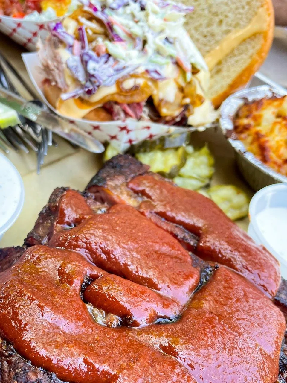 BBQ ribs with sauce at Julian Beer Co in Julian California