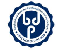 Logo der Deutschen Psychotherapeuten und Psychologischen Beratungsstellen, mit dem Text 'Psycholog*in BDP'
