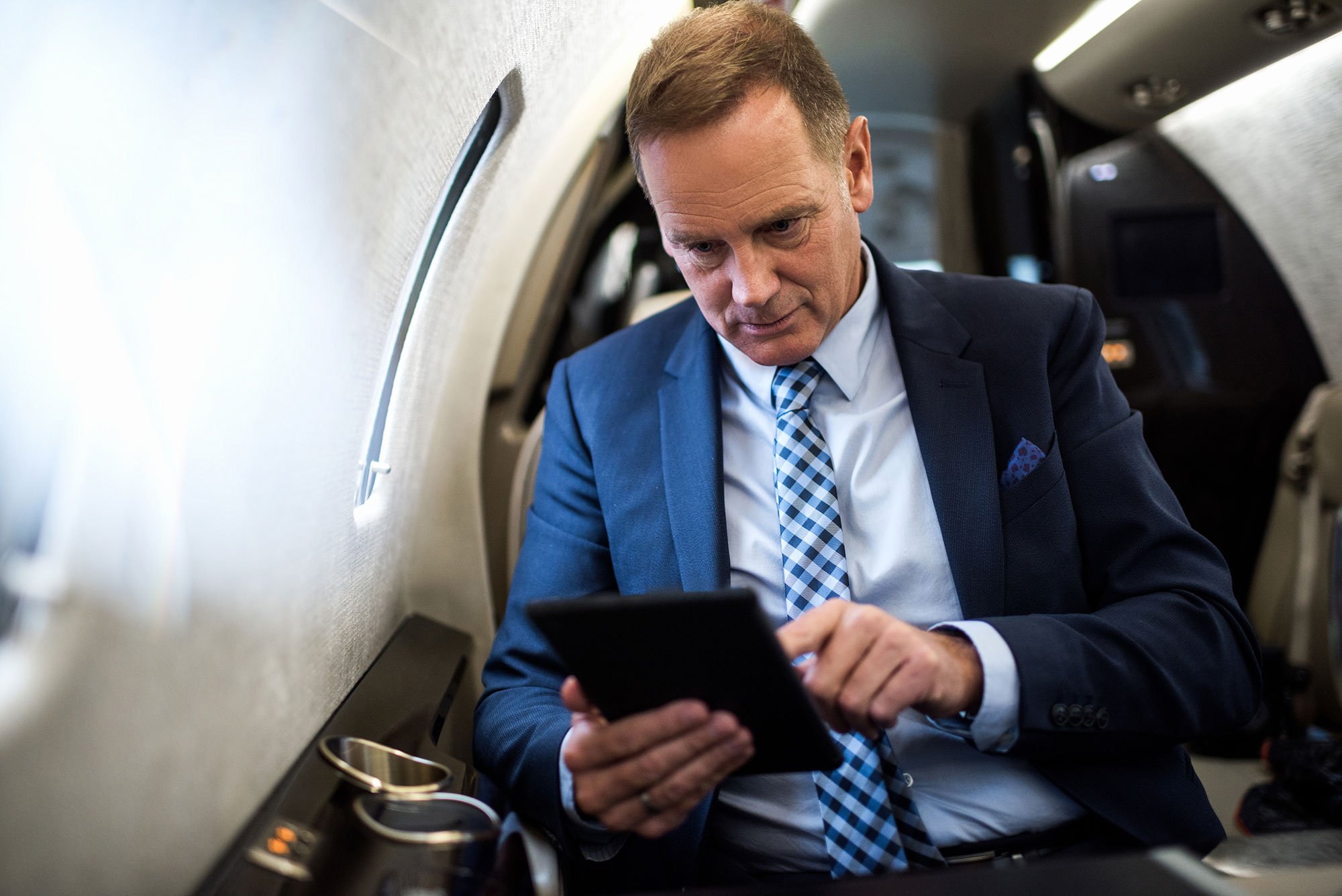 Business man on jet