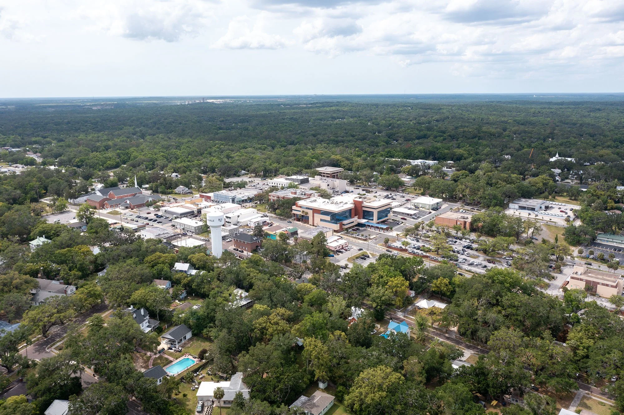An aerial view of a small town