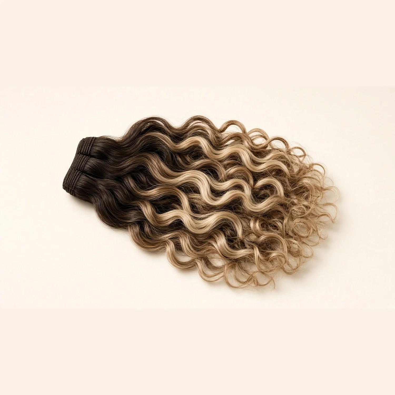 Russian Hair Extensions 24" #T4/P22 Brown to Beige Blonde Highlights Curly