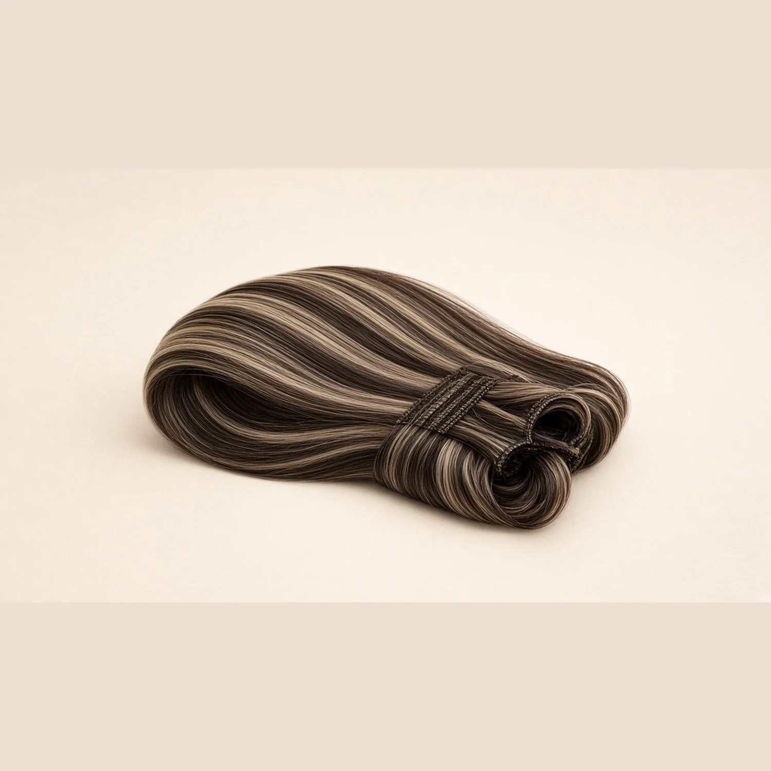 Russian Hair Extensions 26" #3/#22 Brown with Beige Blonde Highlights Straight