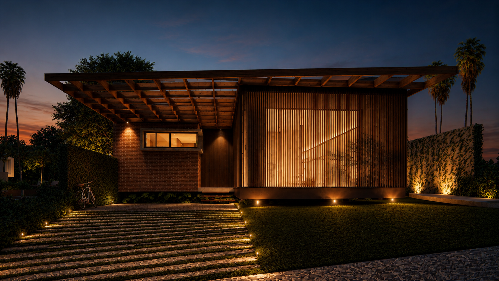 Residência contemporânea de alto padrão desenvolvida pela Fdonati Studio, com arquitetura integrada à natureza, piscina privativa, estrutura leve em madeira, paisagismo tropical e espaços projetados para conforto, sofisticação e bem-estar.