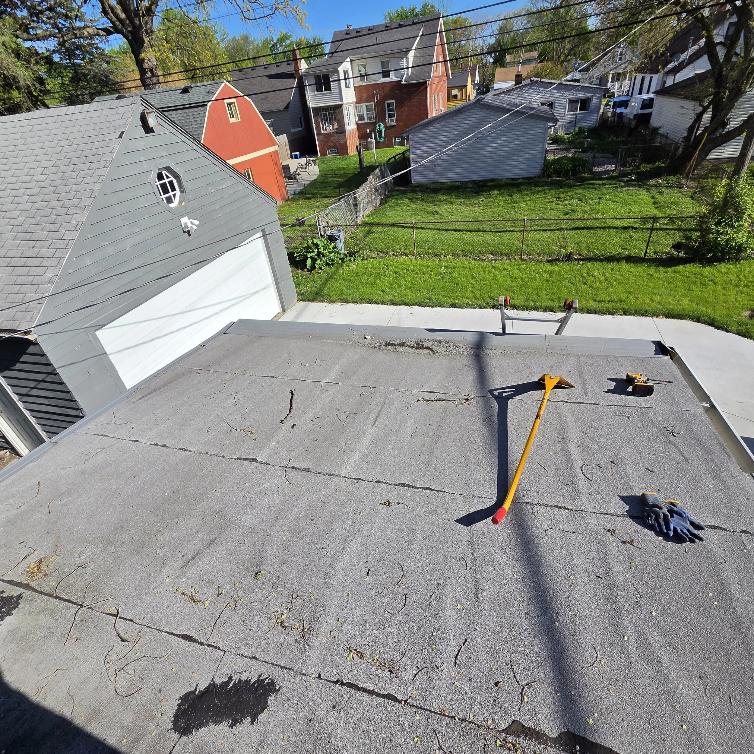 Flat Roof replacement project before in Hazel Park Michigan