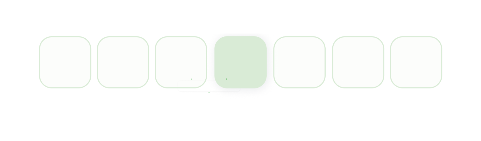 A row of blue switch icons with a green switch in the middle.