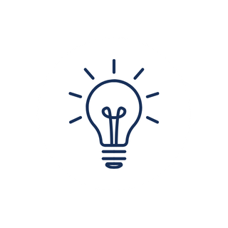 Icon of a light bulb inside a circle, representing ideas or creativity.