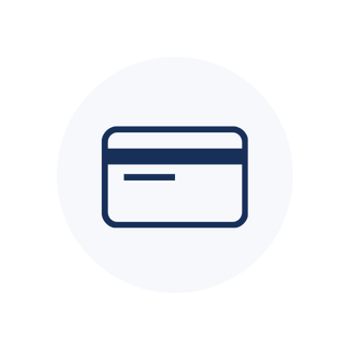 Icon of a credit card inside a circular background.