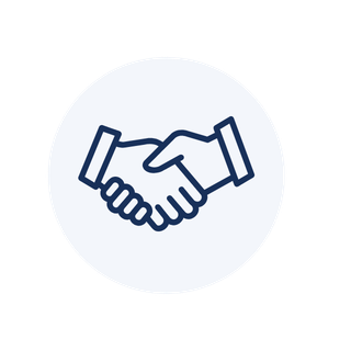 A graphic icon of two hands shaking, symbolizing agreement or partnership.