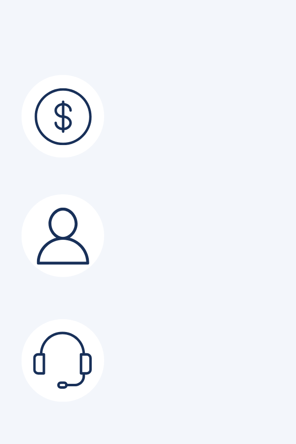 Icons representing Medicare costs, personalized guidance, and client support.