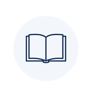 Icon of an open book inside a circle.