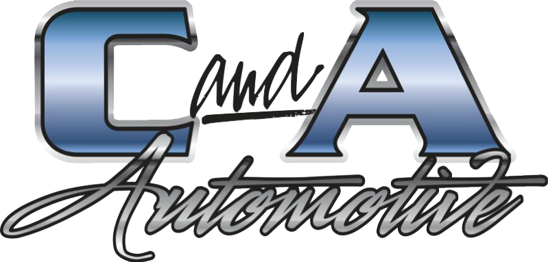 Logo with the words 'C and A' in large, stylized font and 'and' crossed out, with 'Automotive' written in cursive below.