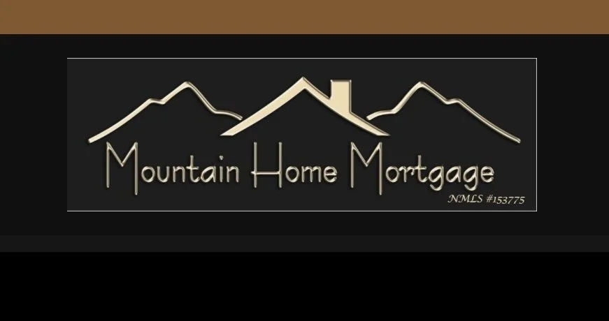 Logo for Mountain Home Mortgage featuring stylized mountain peaks and the company name in script font.