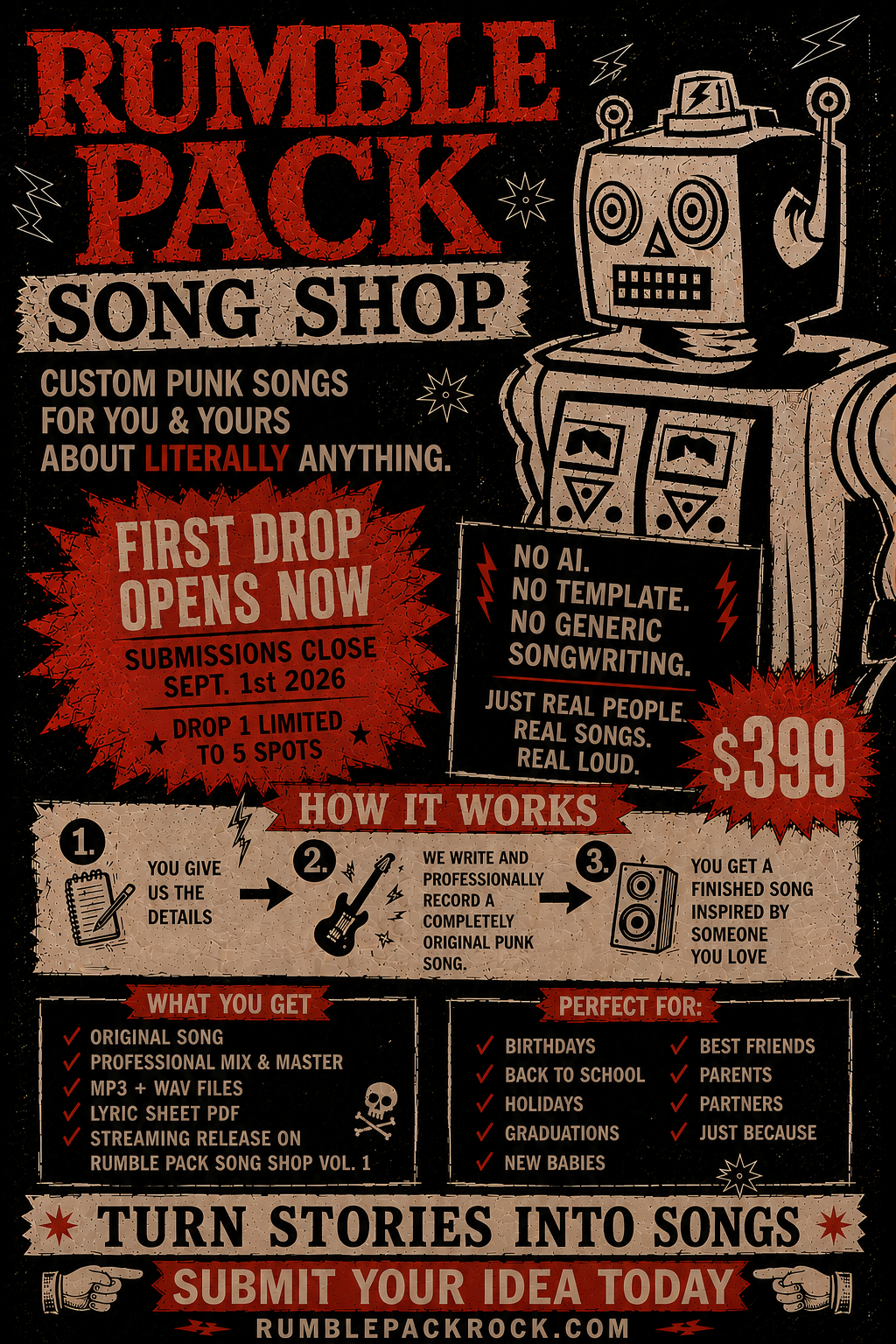 PUNK ROCK SONG SHOP. CUSTOM MUSIC