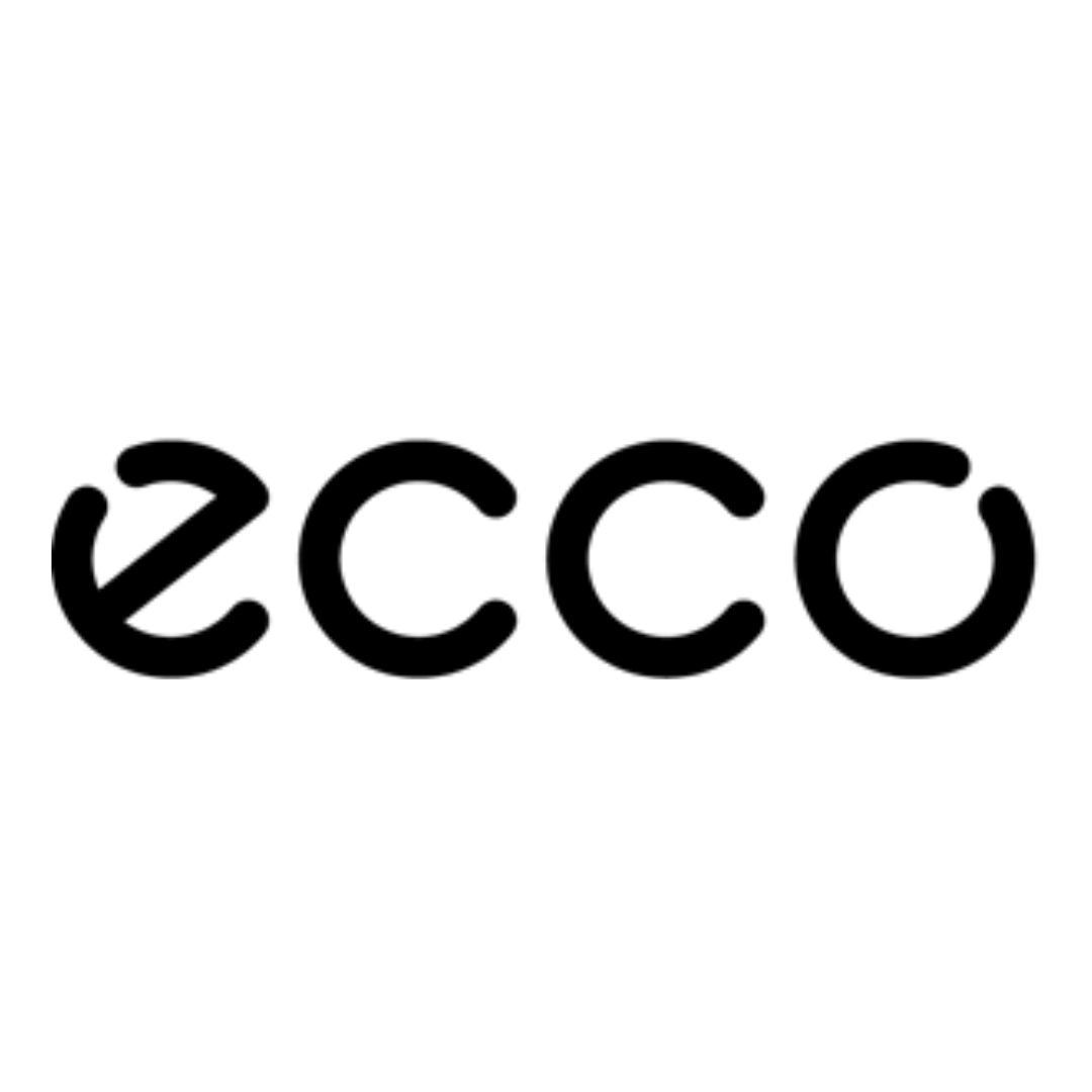 Black and white logo of the word "ECCO" in stylized, lowercase font.