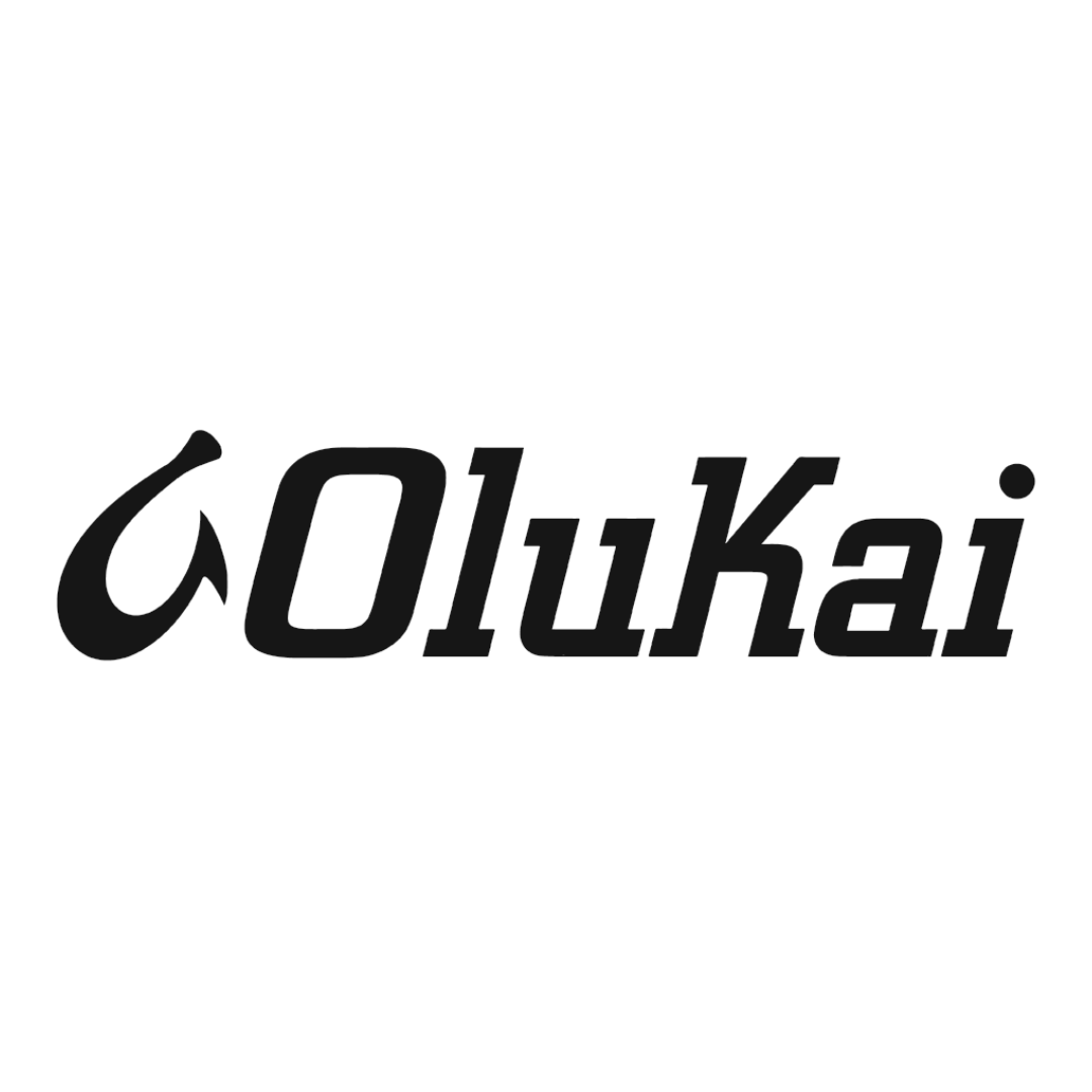 Stylized black logo with the text 'OluKai' on a white background.