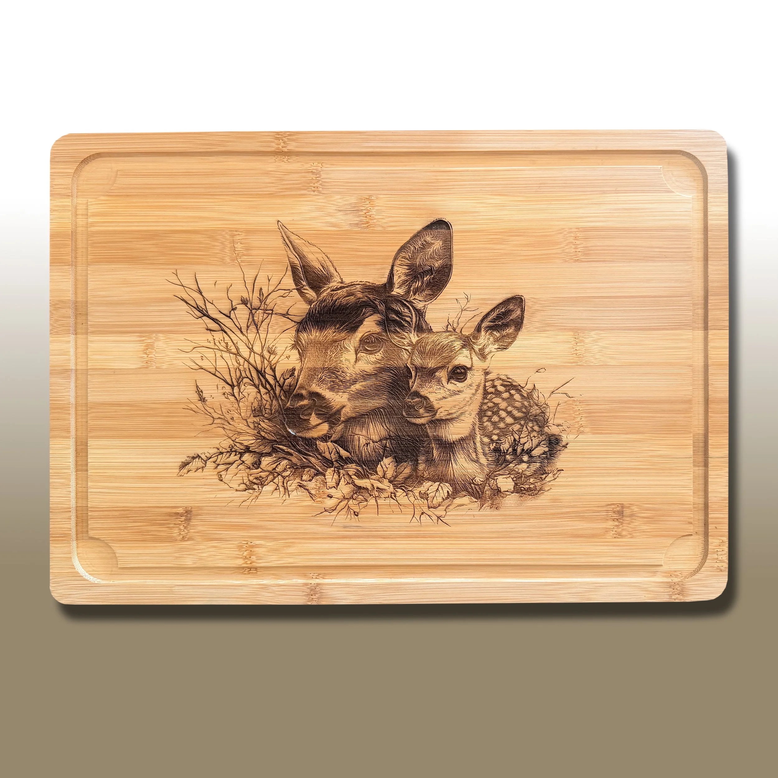Doe and Her Spotted Fawn Serving Tray