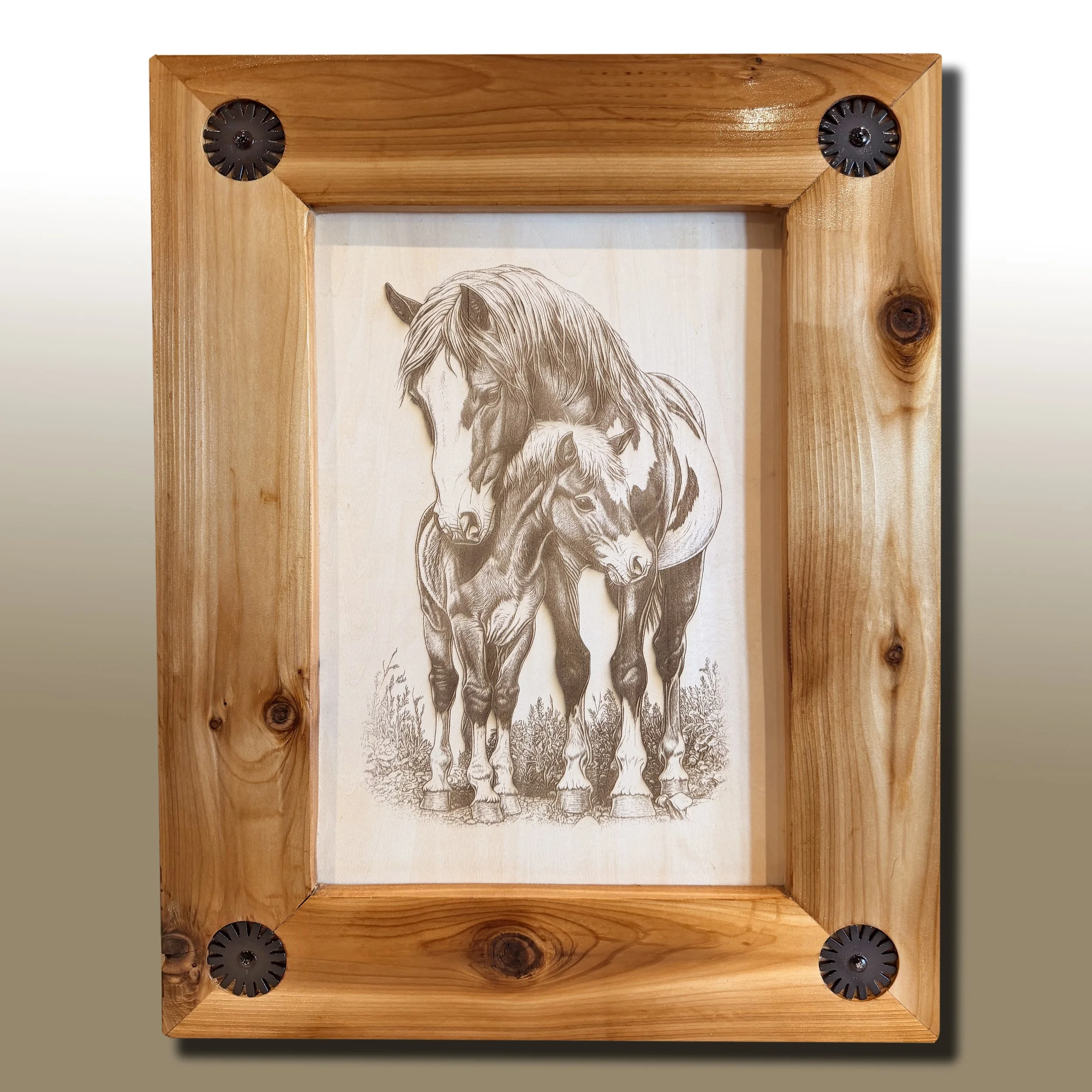 Like Mother, Like Foal, Laser Engraved Framed Wall Art