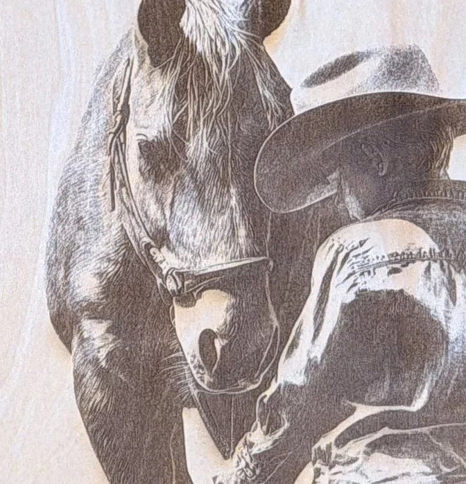 Laser Engraved Young Cowboy Artwork