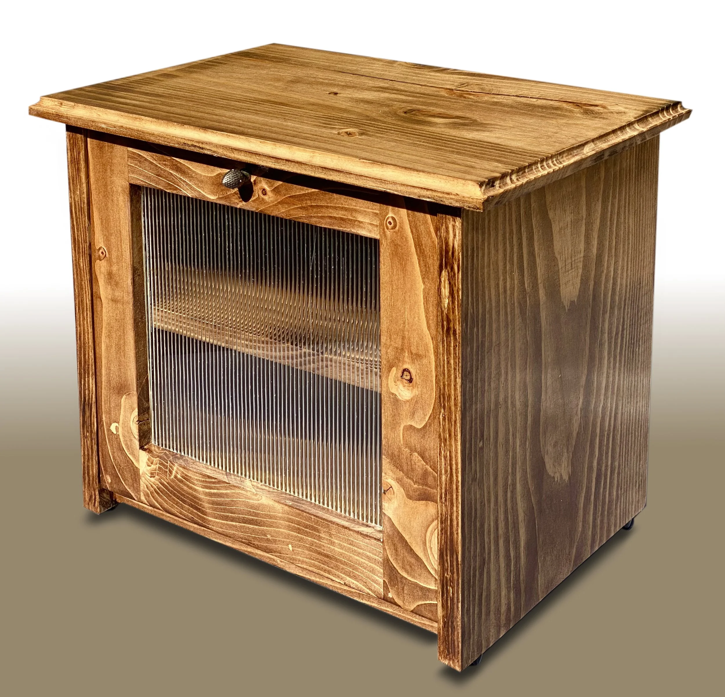 Close-up of a wooden speaker cabinet with a metal grille.