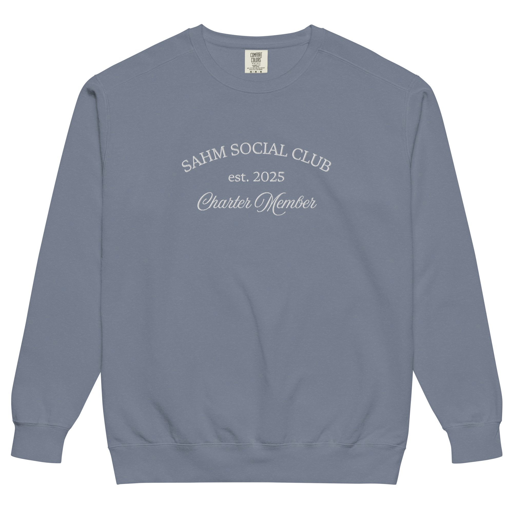 SAHM Social Club "Charter Member" Crewneck (Blue Jean)