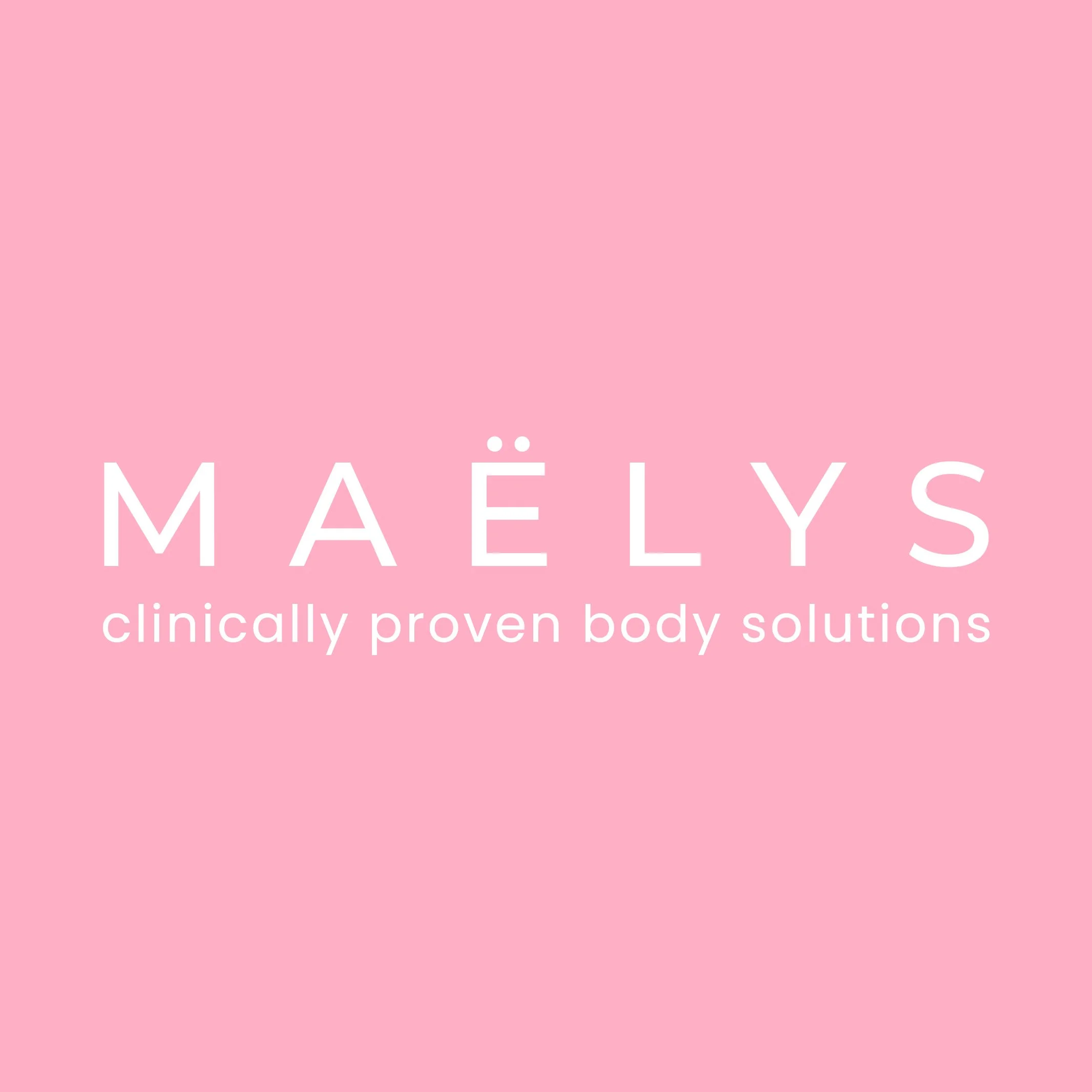 Pink background with white text that reads 'Mäkelä' and smaller white text that reads 'clinically proven body solutions'
