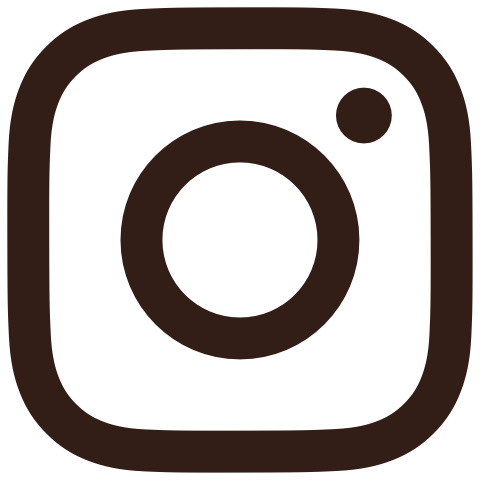 Instagram logo displayed as a black icon with rounded square shape, a circle in the center, and a small circle at the top right corner.