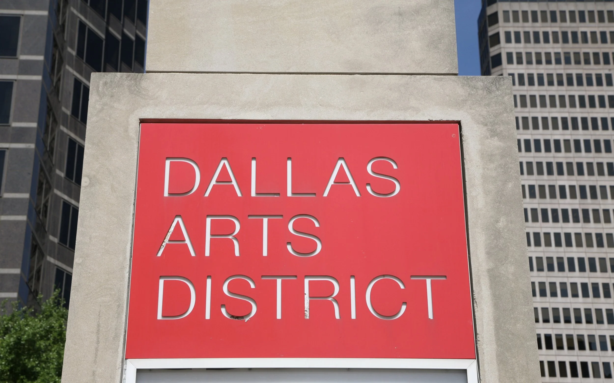 Sign for the Dallas Arts District in downtown Dallas, Texas.