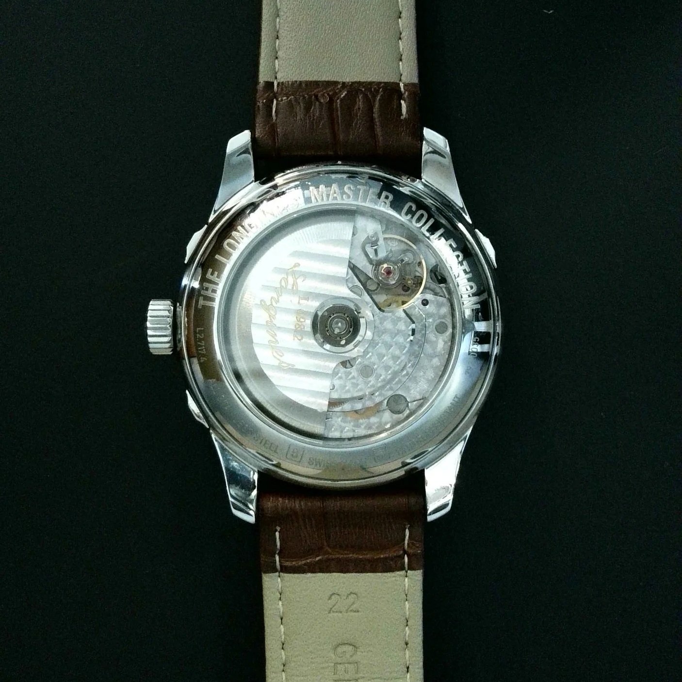 2014 Longines Master Collection 44 Retrograde Stainless Steel / Silver-Roman / Alligator
