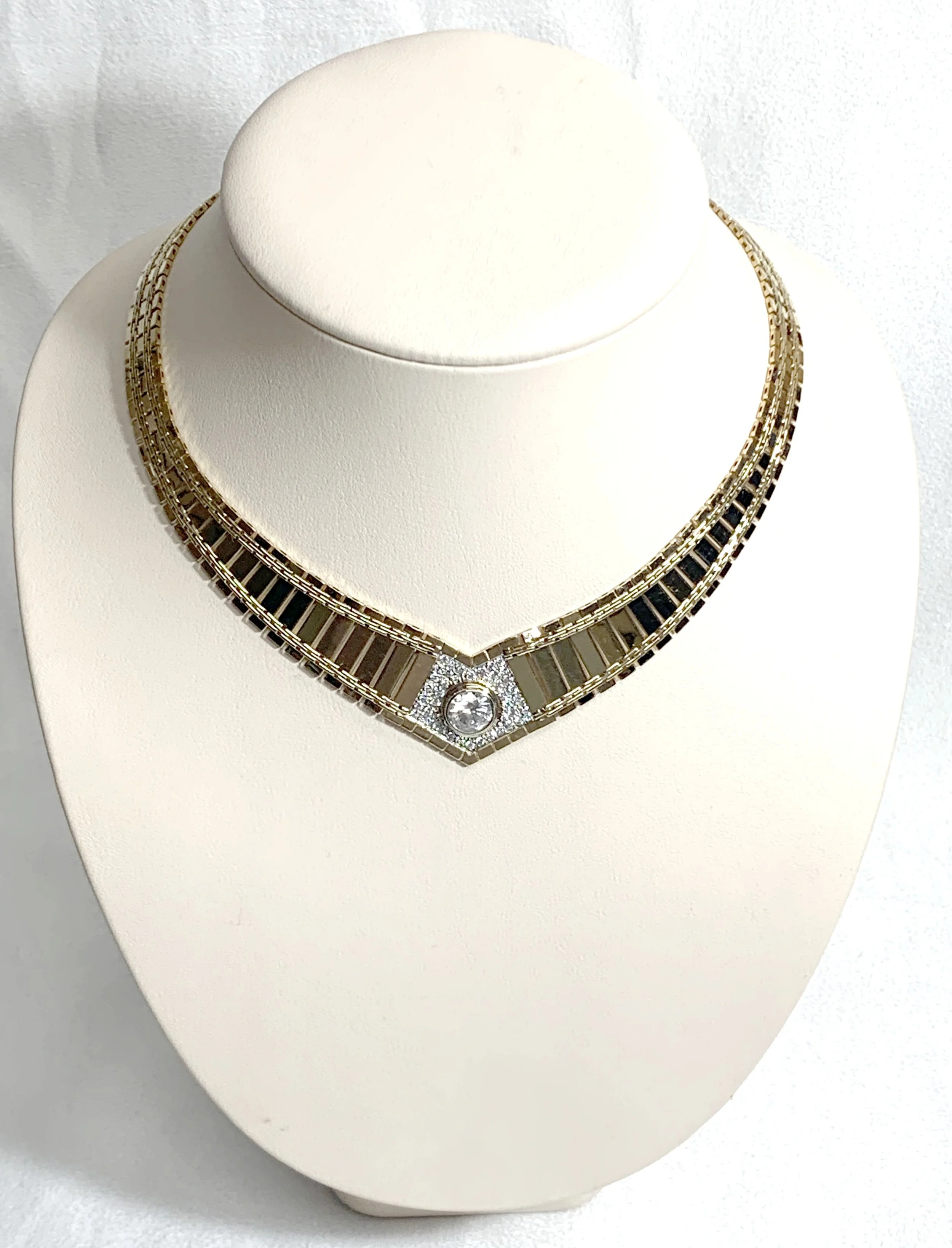 14K Yellow Gold Diamond Collar Necklace