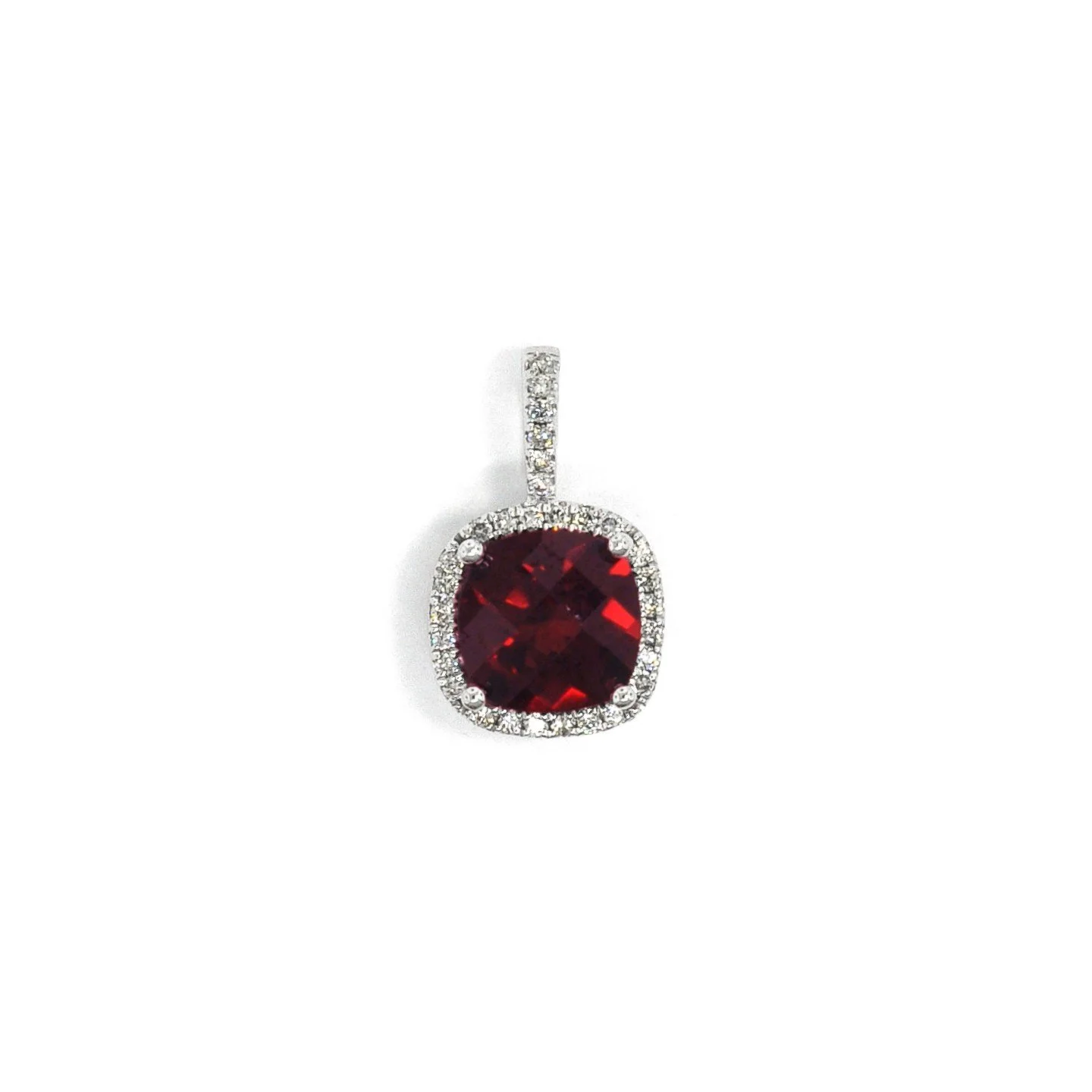 Cushion Halo 14K White Gold Garnet (Mozambique)