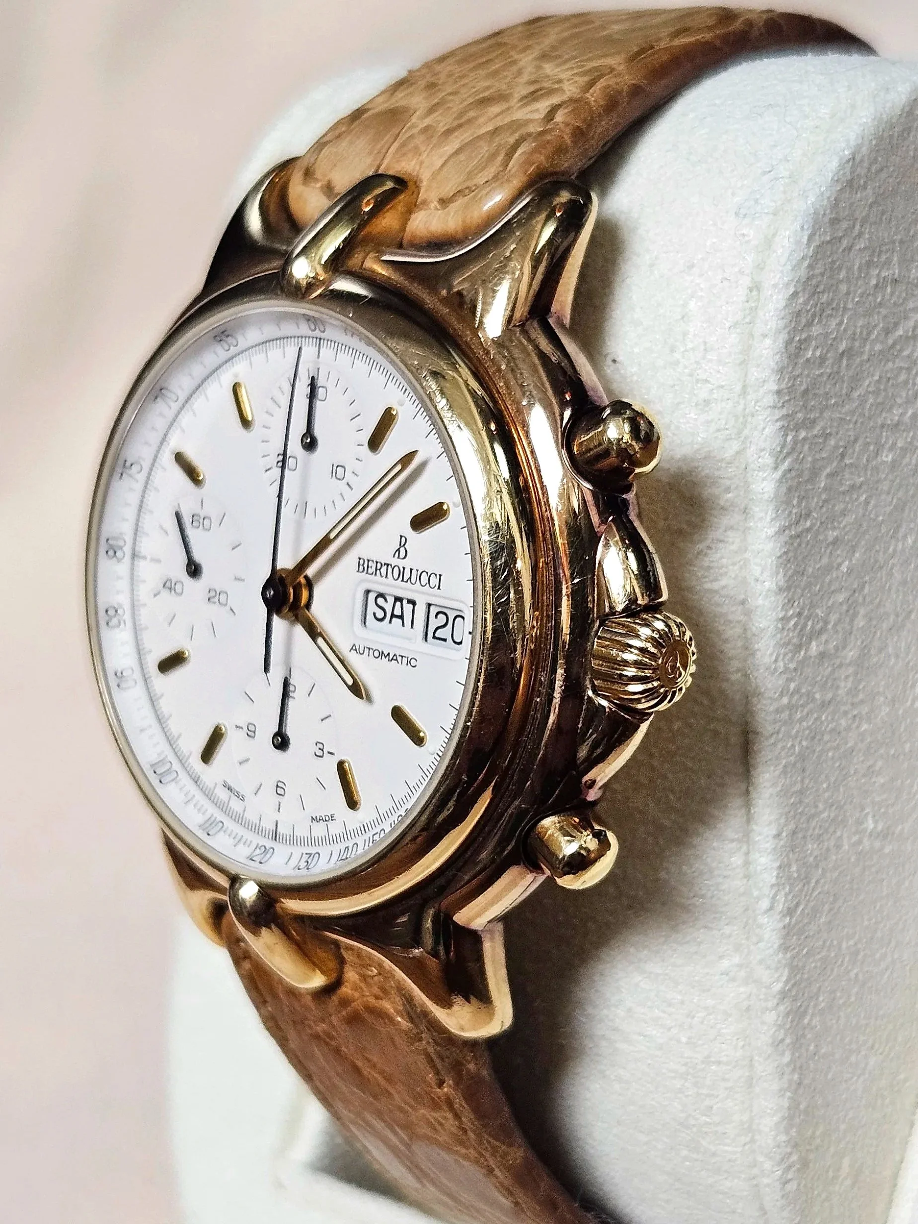 1999 Bertolucci Pulchra 18kt Chronograph 40mm Ostrich Band Reynolds & Co, Winter Park, Fl Park Ave Jewelers