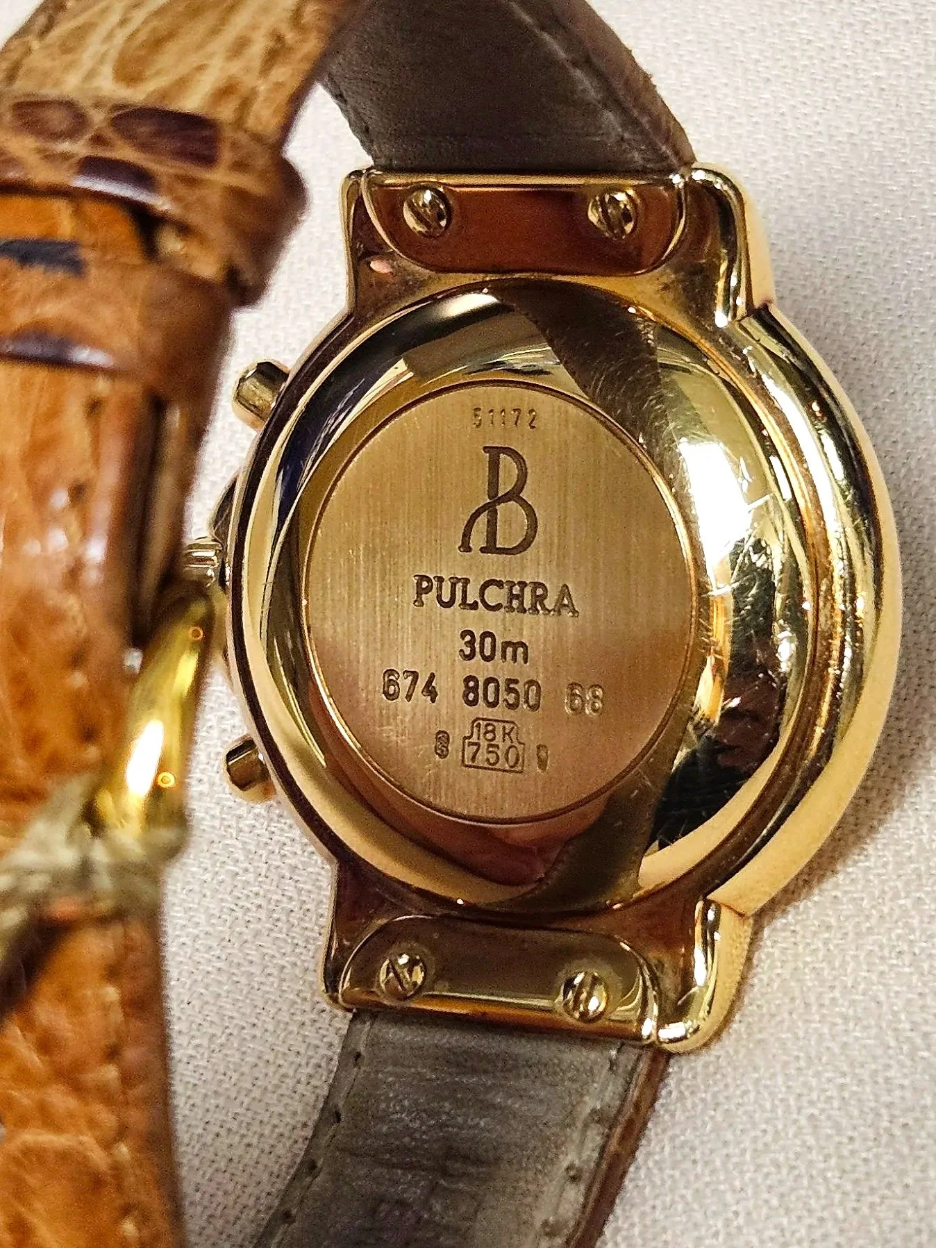 1999 Bertolucci Pulchra 18kt Chronograph 40mm Ostrich Band Reynolds & Co, Winter Park, Fl Park Ave Jewelers