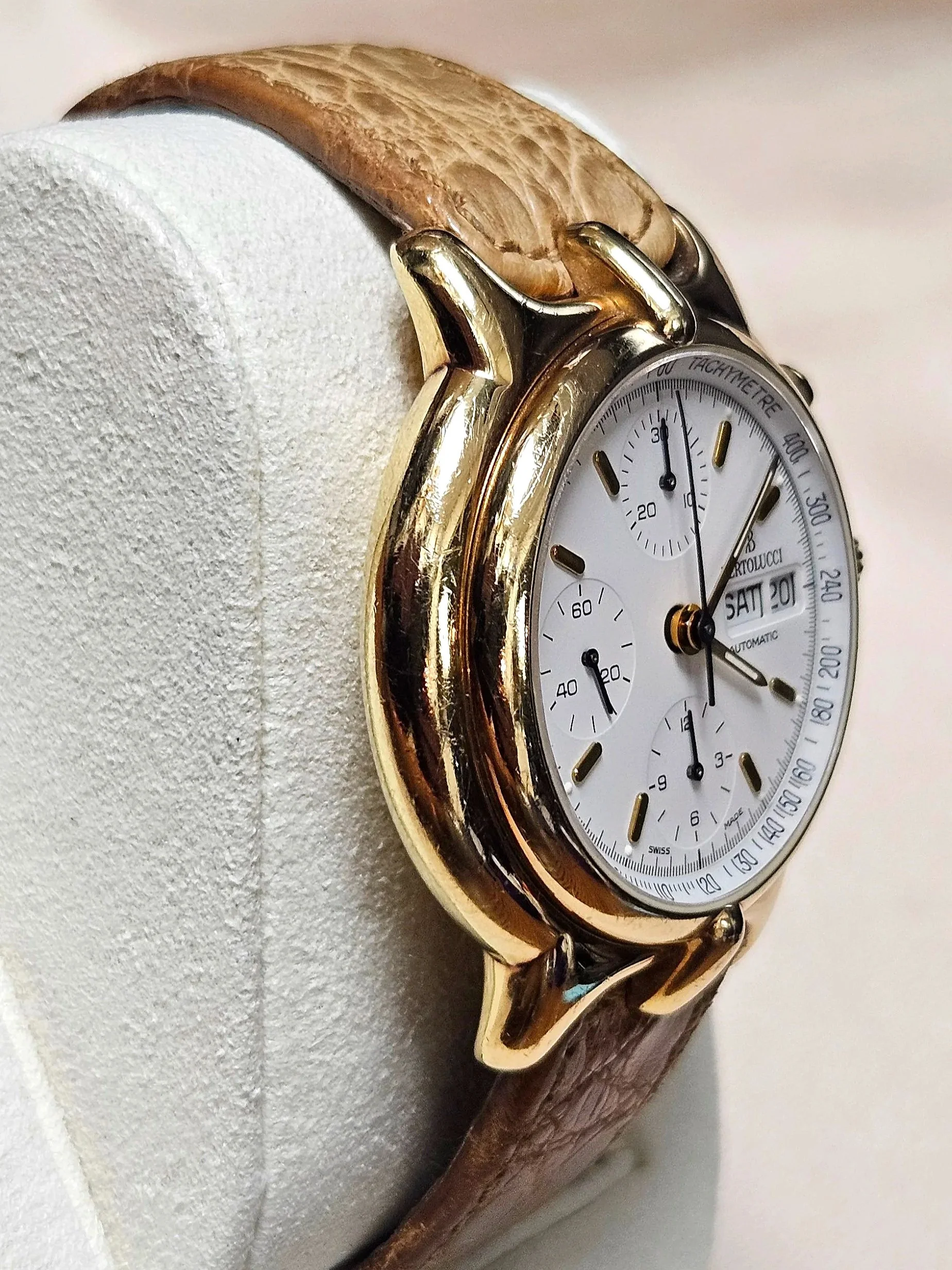 1999 Bertolucci Pulchra 18kt Chronograph 40mm Ostrich Band Reynolds & Co, Winter Park, Fl Park Ave Jewelers