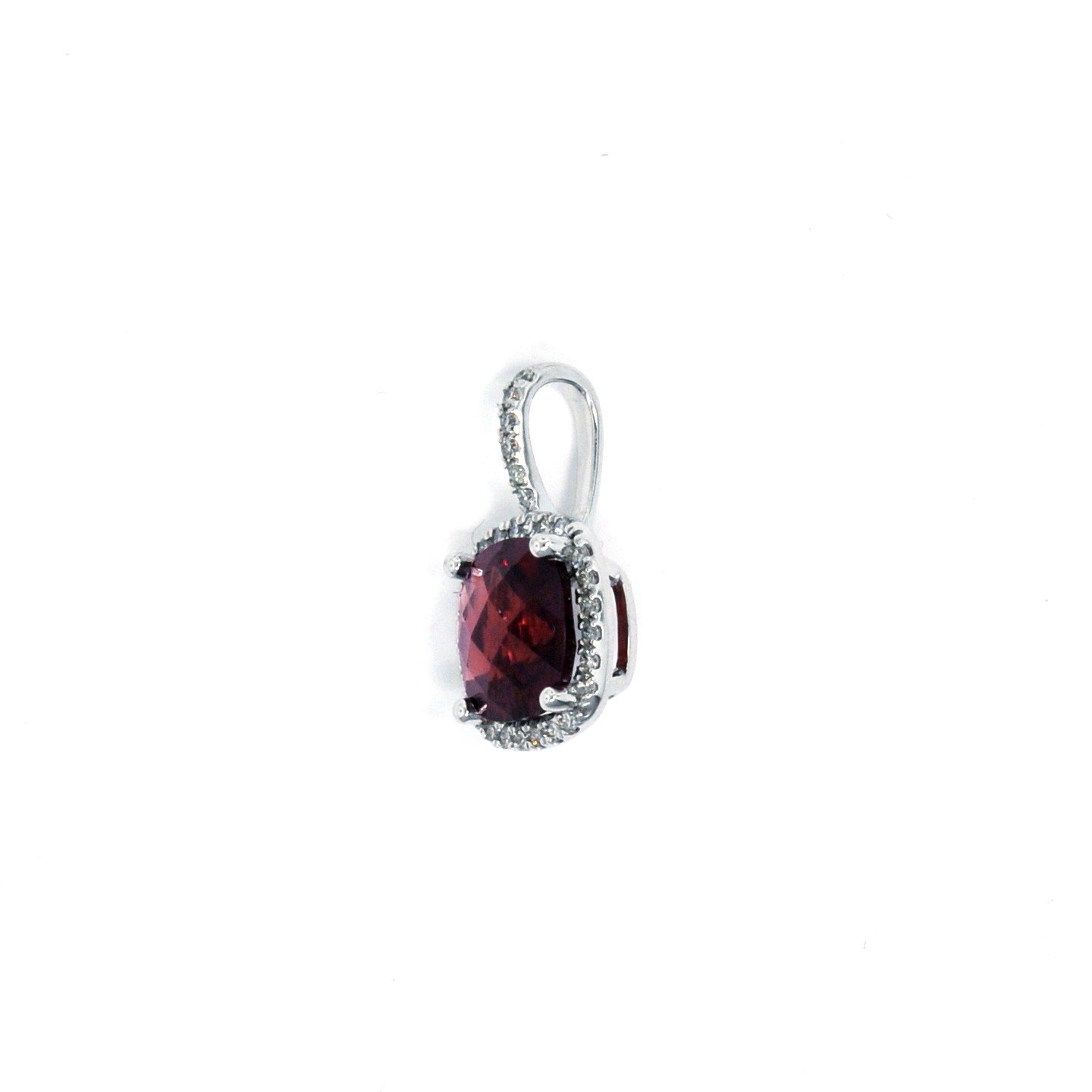 Cushion Halo 14K White Gold Garnet (Mozambique)