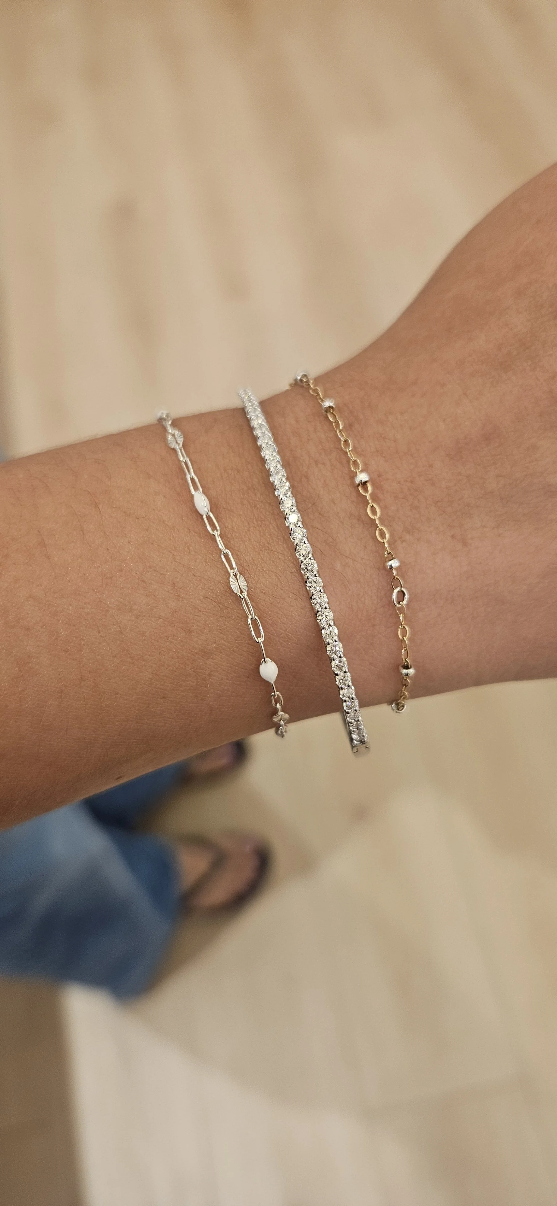 Lady's 14K White Gold Diamond Bangle Bracelet