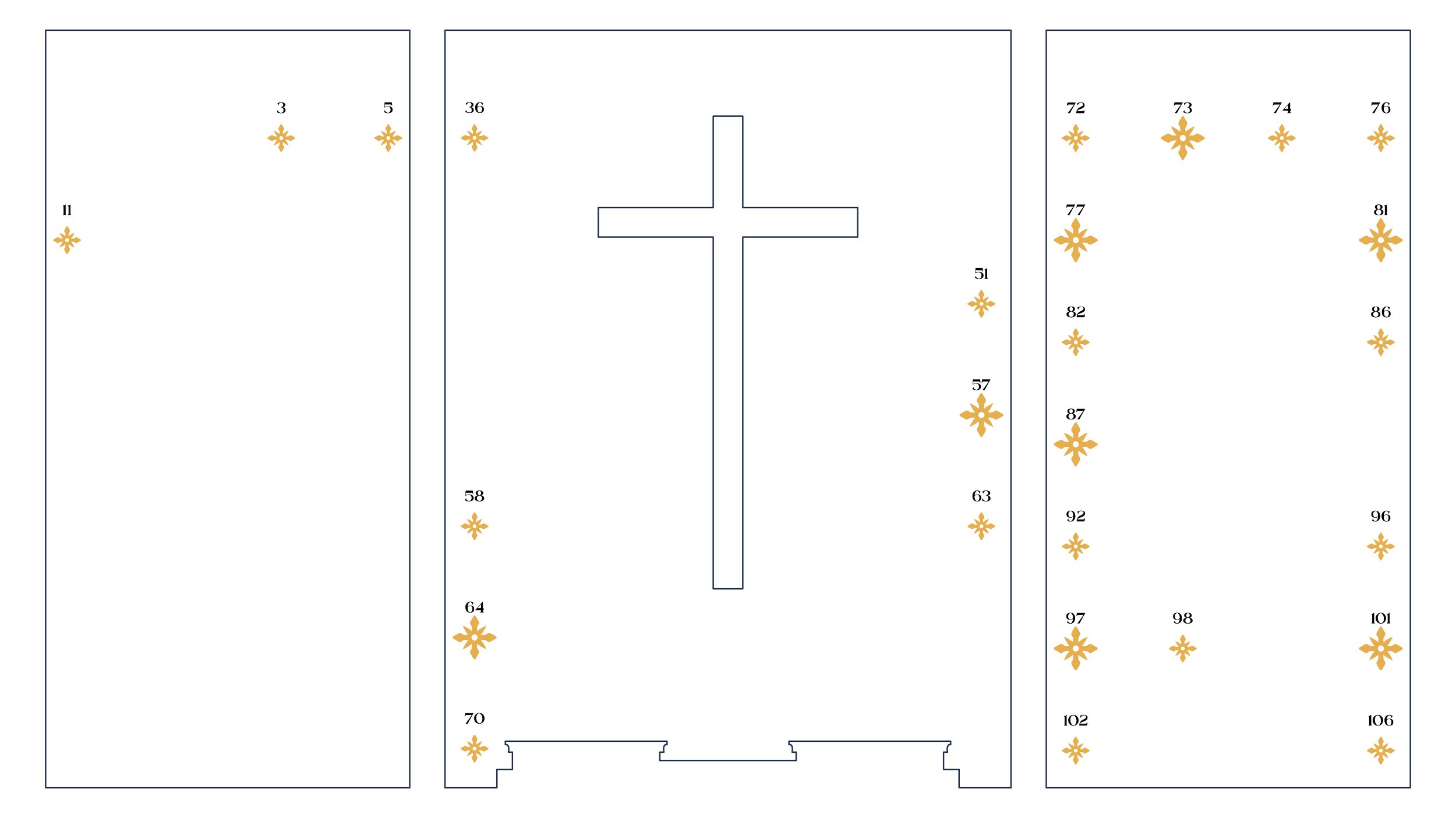 A digital layout of a the St Anthony Sponsor Starswith numbered, arranged in a specific order.